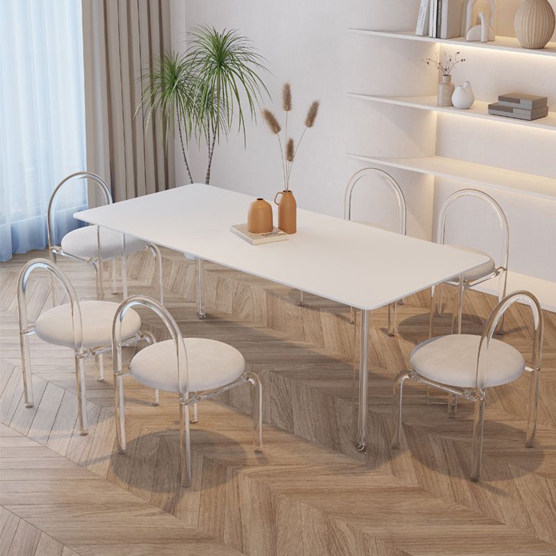 Set da pranzo in pietra bianca con sedie acriliche 1/2/5/7 PC set di dinette moderne