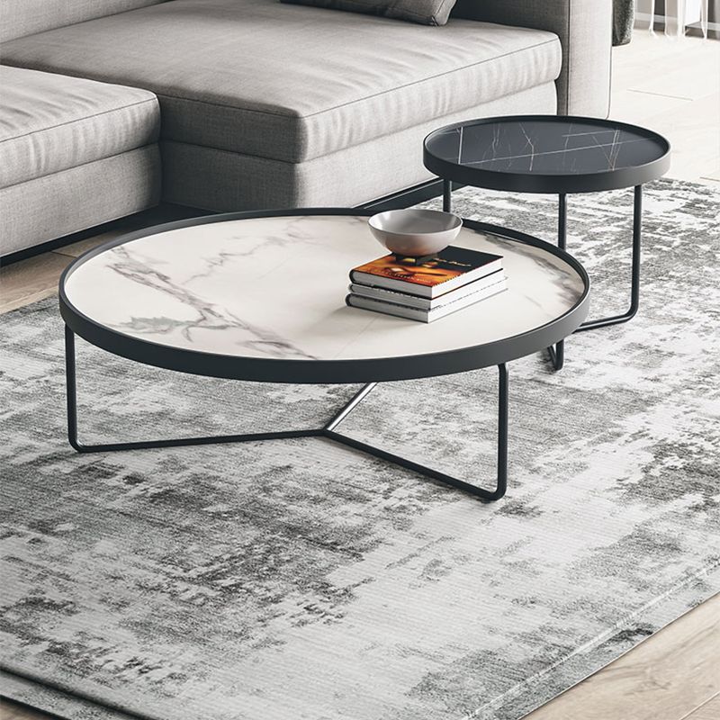 2 Piece Round Nesting Tables Modern Minimalist Slate Coffee Table Clearhalo 'Coffee & Accent Tables' 'Coffee Tables' 'coffee_tables' 'furn' 'furn_coffee_tables' 'Furniture' 'Living Room Furniture' 1200x1200_0ca1197e-e504-4443-a9af-cb9c4e831360