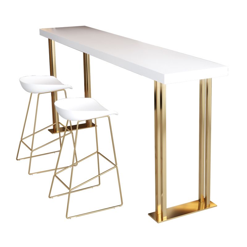 Glam Rectangle Indoor Bar Dining Table White Wood Bistro Table with Sled Pedestal Clearhalo 'Bar Furniture' 'Bar Tables' 'bar_tables' 'Furniture' 'furniture_bar_tables' 'Kitchen & Dining Furniture' 'kitchen&dining_furn' 'kitchen' 1200x1200_0ca25fc5-8a94-4676-9222-fc6fac5cf6d0