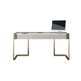 Rectangle Stone Top Bureau bureau Glam Style Writing Bureau avec base en métal pour le bureau