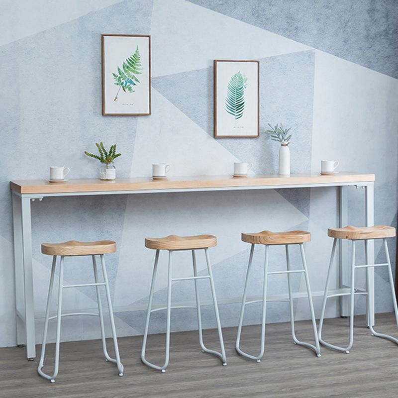 Indoor Wood Counter Wine Table Rectangle Natural and White Bar Height Pub Table Clearhalo 'Bar Furniture' 'Bar Tables' 'bar_tables' 'furn' 'furn_bar_tables' 'Furniture' 'Kitchen & Dining Furniture' 1200x1200_0ca459da-5d87-43c3-a14c-41e4dc20caa0