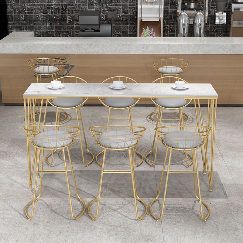 Tavolo da bar rettangolo in stile glam in finta tavolo da vino a 4 gambe