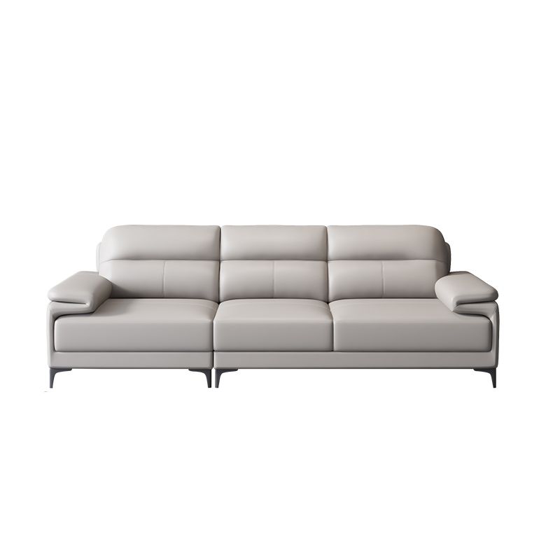 Contemporary Light Grey Sofa with Pillow Top Arm for Apartment 35.43" Clearhalo 'furn' 'furn_sectionals' 'Furniture' 'furniture_sectionals' 'kitchen' 'kitchen_sectionals' 'Living Room Furniture' 'Sectionals' 1200x1200_0ca614c7-e629-453d-b809-1d8a57081975