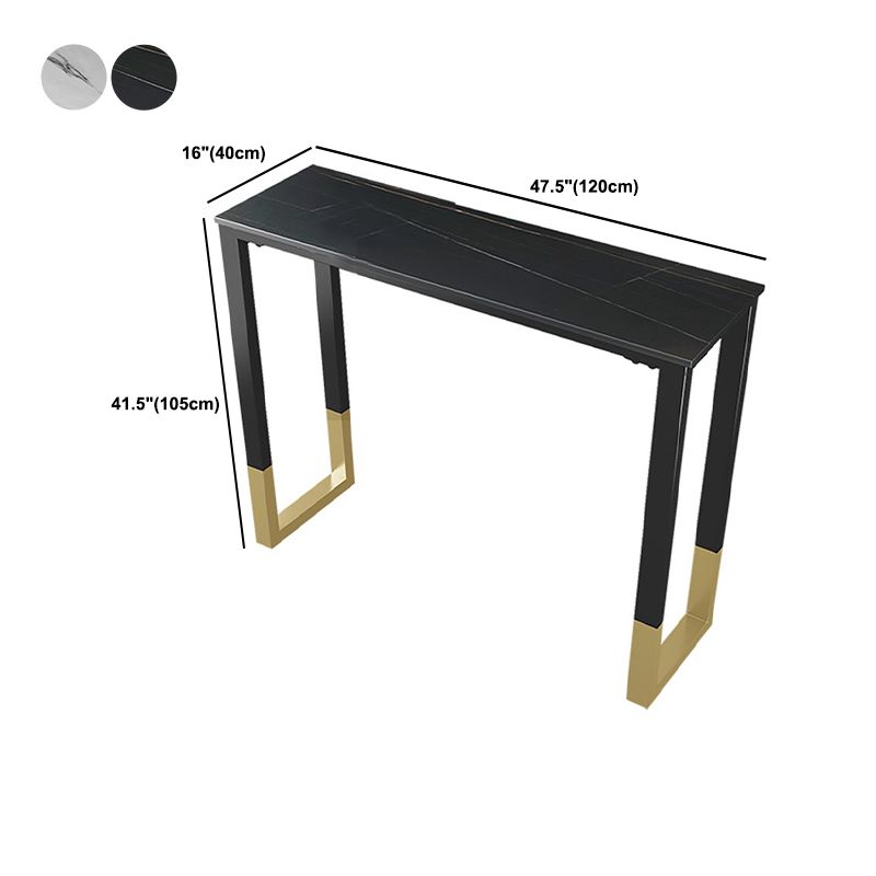 Glam Style Bar Tabel 42-inch Hoogte Stone Top Bistro Tafel met gouden voetstuk