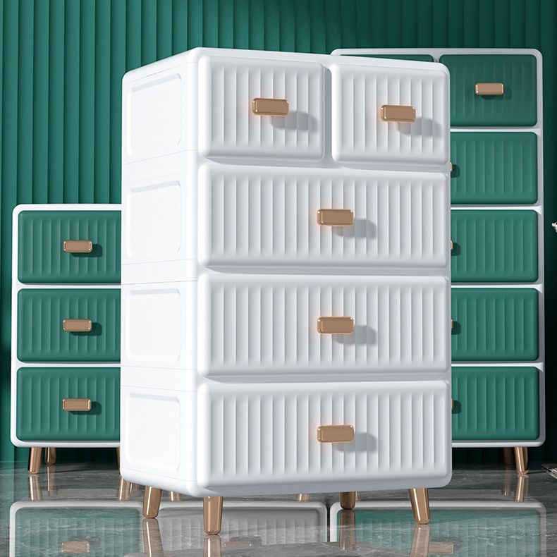 Contemporary Plastic Storage Cabinet for Bedroom Matte Finish Cabinet with Drawers