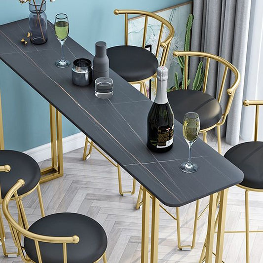 Modern Marble Counter Table with Rectangle Table Top Sled Table - 42" H Clearhalo 'Bar Furniture' 'Bar Tables' 'bar_tables' 'furn' 'furn_bar_tables' 'Furniture' 'furniture_bar_tables' 'Kitchen & Dining Furniture' 1200x1200_0cab9cc8-e519-44d2-8969-b1b480e021e6