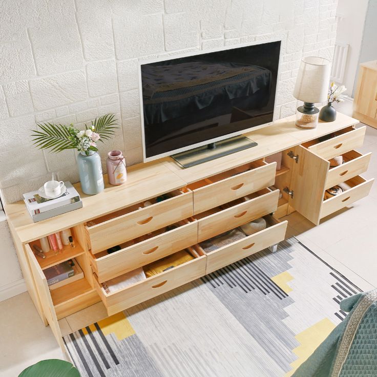 Stand de style Scandinave Stand Pine Wood Open Console TV de stockage fermé