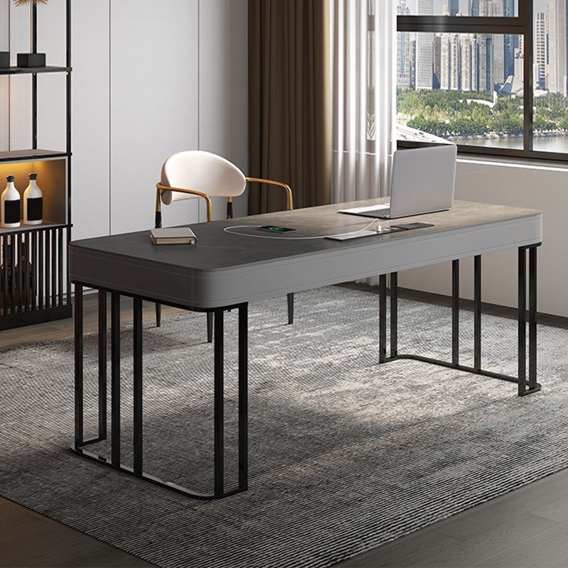 Moderne stenen kantoorbureau rechthoekige vorm taakbureau met 2-laden in grijs