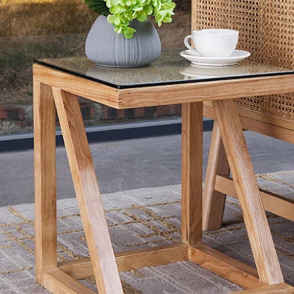 Contemporary Solid Wood Frame Square Living Room Accent Side Table