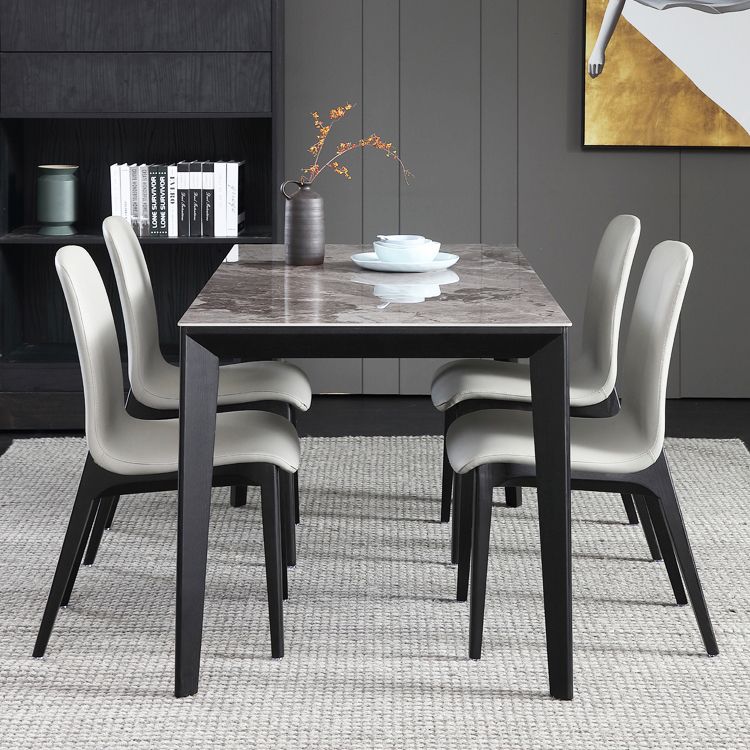 Sintered Stone Grey Tone Table Mid-Century 4 Legs Table for Dining Room Clearhalo ' dining_table' 'Dining Tables & Seating' 'Dining Tables' 'furn' 'furn_dining_table' 'Furniture' 'furniture_dining_table' 'Kitchen & Dining Furniture' 'kitchen&dining_furn' 'kitchen' 'kitchen_dining_table' 1200x1200_0cac65b5-baf2-46ec-9edd-8655090819e5
