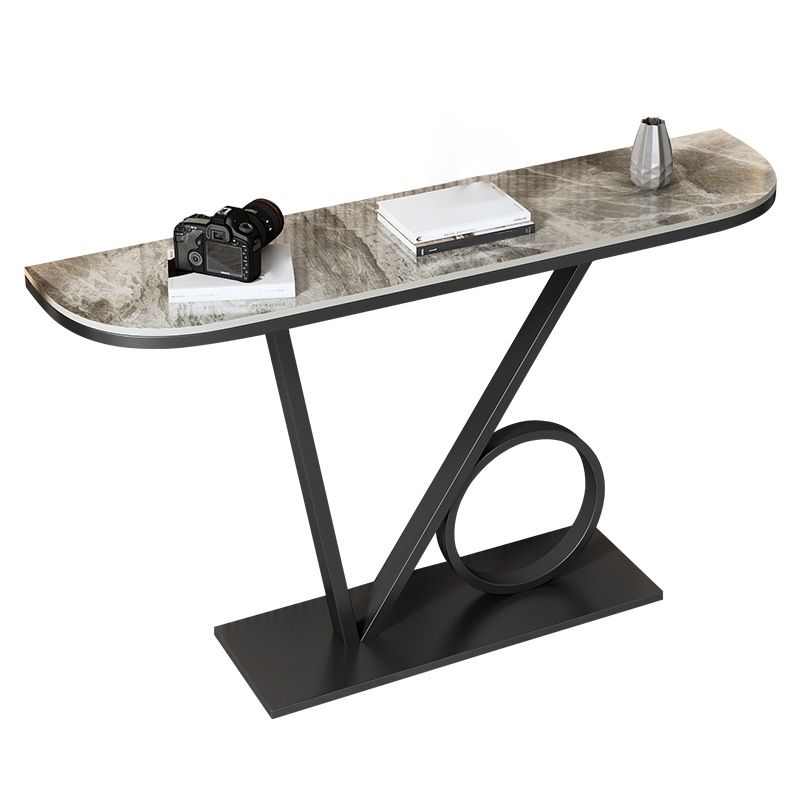 Tavolo da console in pietra mezzi luna 12 "W tavolo accento resistente alla macchia glam per Hall