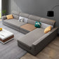 Sofá de tela de 4 plazas y chaise Sectional de brazo cuadrado contemporáneo
