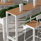 Table industrielle à hauteur de bar avec table rectangulaire à base blanche pour patio