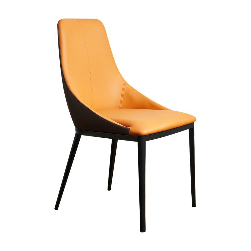 Silla de espalda sólida sillas laterales de comedor de cuero de estilo industrial