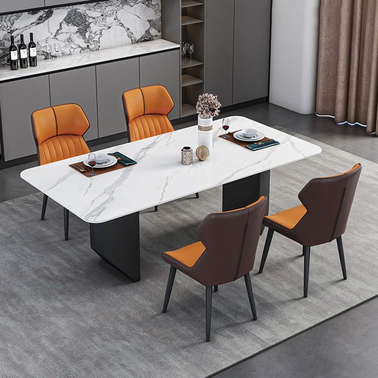 Contemporary Dining Table Sintered Stone Dining Table with Double Pedestal for Dining Room Clearhalo ' dining_table' 'Dining Tables & Seating' 'Dining Tables' 'Furniture' 'furniture_dining_table' 'Kitchen & Dining Furniture' 'kitchen&dining_furn' 'kitchen' 'kitchen_dining_table' 1200x1200_0cb68434-1efa-4af0-b939-21967dda5c49