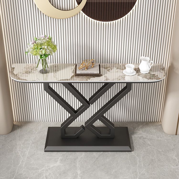 Glam Console Accent Table Antique Finish Console Table in Stone