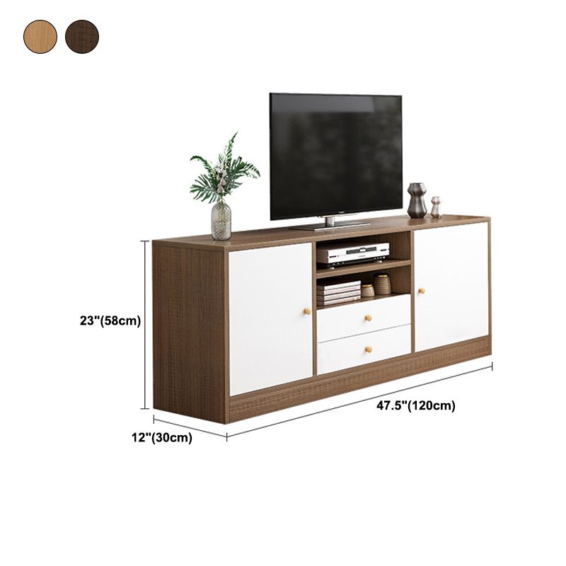Mobile porta TV in legno in stile scandinavo, consolle porta TV con ripiani e ripiani