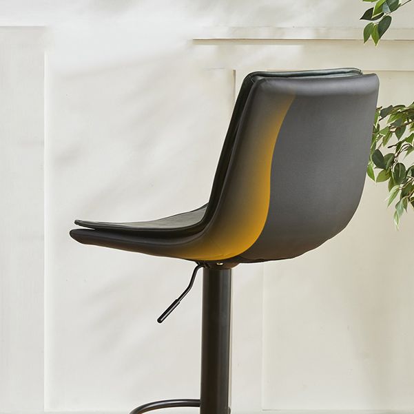 Contemporary Style Leather Adjustable Swivel Bar Stool with Metal Leg