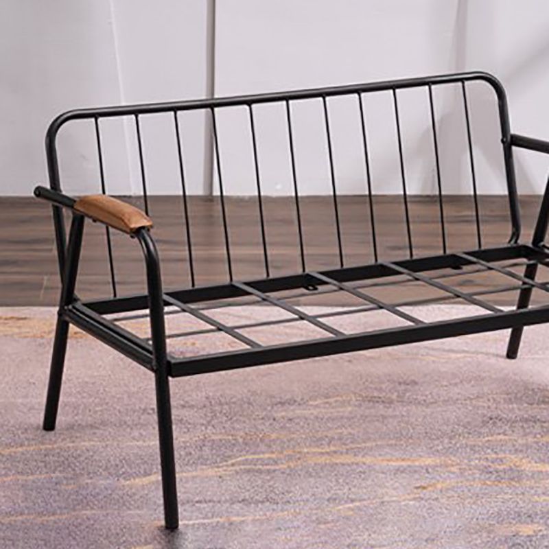 Black Industrial Linen Sofa with Bolster Pillows 29.53"High Square Arm Sofa Clearhalo 'furn' 'furn_sofas' 'Furniture' 'furniture_sofas' 'kitchen' 'kitchen_sofas' 'Living Room Furniture' 'Sofa' 'sofas' 1200x1200_0cb97cf6-e692-4c64-83c2-c3f3cf875f6e