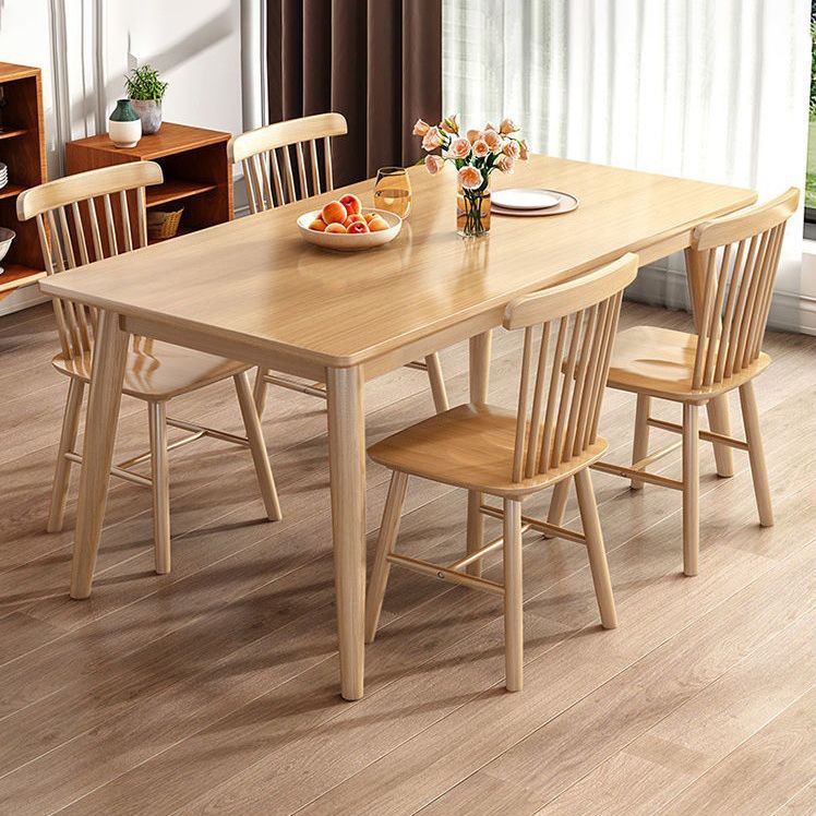 Simple Style Dining Table Rubberwood Solid Wood with 4 Legs Base Table in Wood Color Clearhalo ' dining_table' 'Dining Tables & Seating' 'Dining Tables' 'Furniture' 'furniture_dining_table' 'Kitchen & Dining Furniture' 'kitchen&dining_furn' 'kitchen' 'kitchen_dining_table' 1200x1200_0cba334c-8e72-40dc-bbb6-4e1bdc17881d