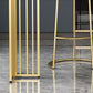 Marble Table with Rectangle Table Top Gold Double Pedestal Table- 41.3" H Clearhalo 'Bar Furniture' 'Bar Tables' 'bar_tables' 'furn' 'furn_bar_tables' 'Furniture' 'furniture_bar_tables' 'Kitchen & Dining Furniture' 1200x1200_0cbabb18-8ee1-4572-9691-7c82bc16a5fb