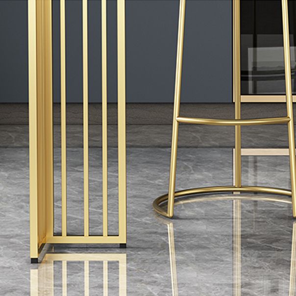 Marble Table with Rectangle Table Top Gold Double Pedestal Table- 41.3" H Clearhalo 'Bar Furniture' 'Bar Tables' 'bar_tables' 'furn' 'furn_bar_tables' 'Furniture' 'furniture_bar_tables' 'Kitchen & Dining Furniture' 1200x1200_0cbabb18-8ee1-4572-9691-7c82bc16a5fb