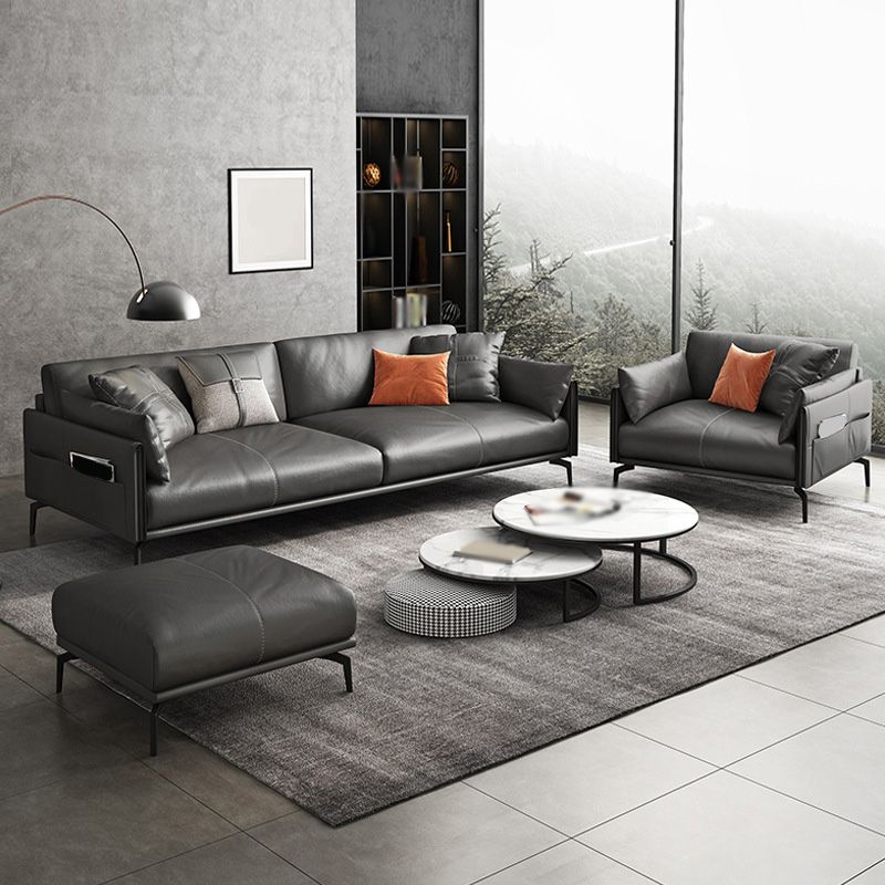 Modern Style Cushioned Armrest Padded Leather & Imitation Leather Sofa Clearhalo 'furn' 'furn_sofas' 'Furniture' 'furniture_sofas' 'kitchen' 'kitchen_sofas' 'Living Room Furniture' 'Sofa' 'sofas' 1200x1200_0cbb220b-0a7e-4a05-b4f0-659b701da58f