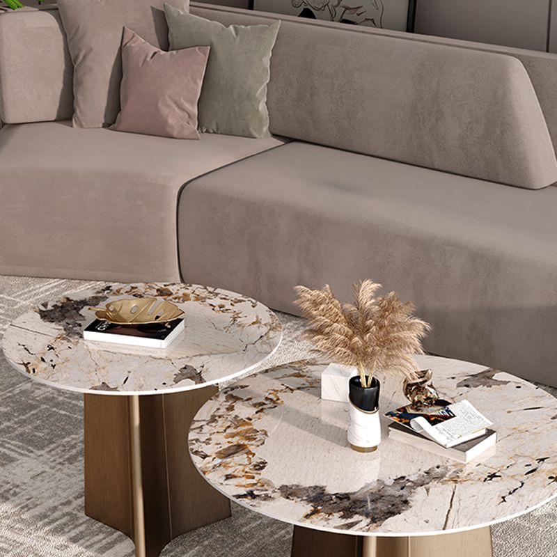 Round Stone Side Table with 1 Leg Metal Base Side End Snack Table Clearhalo 'Coffee & Accent Tables' 'End & Side Tables' 'end_side_tables' 'furn' 'furn_end_side_tables' 'Furniture' 'Living Room Furniture' 1200x1200_0cbb250f-8460-4137-8427-f0f81127e0b5