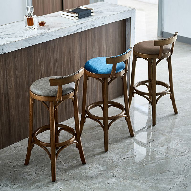 Taburete de mostrador de madera industrial, taburetes de altura de mostrador de cuero sintético para uso doméstico