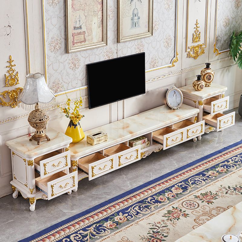 Traditionele TV-standaard Console Houten mediaconsole TV-standaard met 4 laden