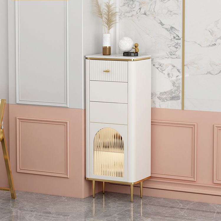 Commode combinée de style moderne vertical coffre de rangement de chambre à coucher blanc avec lumière du capteur