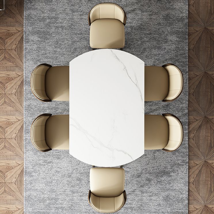 Glam 1/4/5/6/7/9 Pieces White Dining Table Set with Stone Top Round Scalable Dinette Set Clearhalo 'Dining Room Sets' 'Dining Tables & Seating' 'dining_room_set' 'furn' 'furn_dining_room_set' 'Furniture' 'furniture_dining_room_set' 'Kitchen & Dining Furniture' 'kitchen&dining_furn' 'kitchen' 1200x1200_0cbfc8df-1305-4e2d-a975-586f110371c2