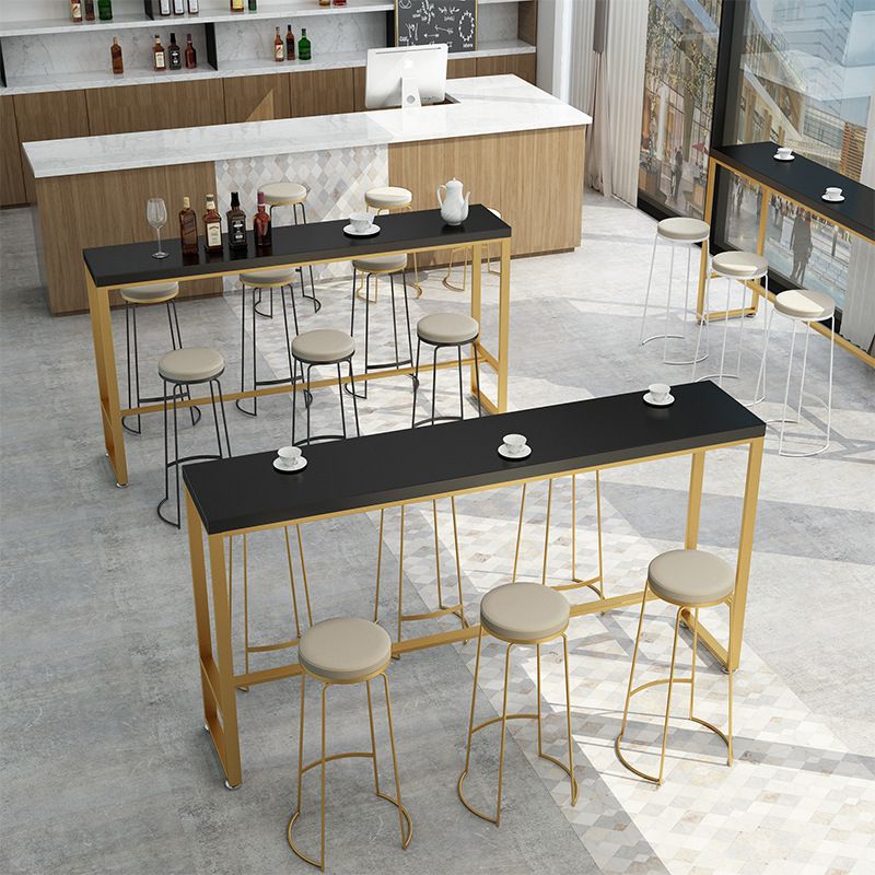 Tavolo da bar in legno massello nero Tavolo da bar con base in metallo e oro per cucina soggiorno