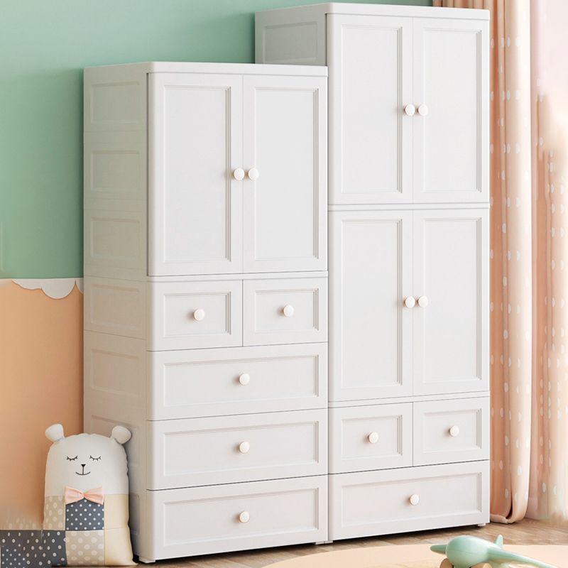 White and Grey Wardrobe Armoire Contemporary Plastic Wardrobe Clearhalo 'Armoires & Wardrobes' 'armoires_wardrobes' 'Bedroom Furniture' 'furn' 'furn_armoires_wardrobes' 'Furniture' 1200x1200_0cc475d4-8a1a-45d4-8b8b-088a77a16221