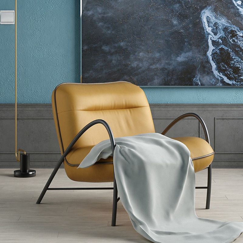 Contemporary Accent Armchair Modern Upholstered Accent Chair in Yellow Clearhalo 'Accent Chairs' 'accent_chairs' 'Chairs & Seating' 'furn' 'furn_accent_chairs' 'Furniture' 'Living Room Furniture' 1200x1200_0cc60d47-1a6d-4c2f-b38a-89a7ddf0a22b