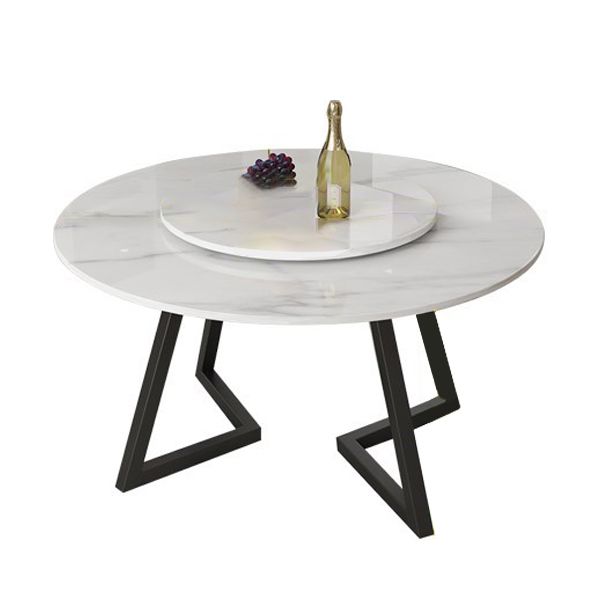 Round Double Pedestal Table Simplicity Style Stone Dining Site Table