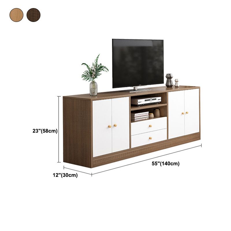 Mobile porta TV in legno in stile scandinavo, consolle porta TV con ripiani e ripiani