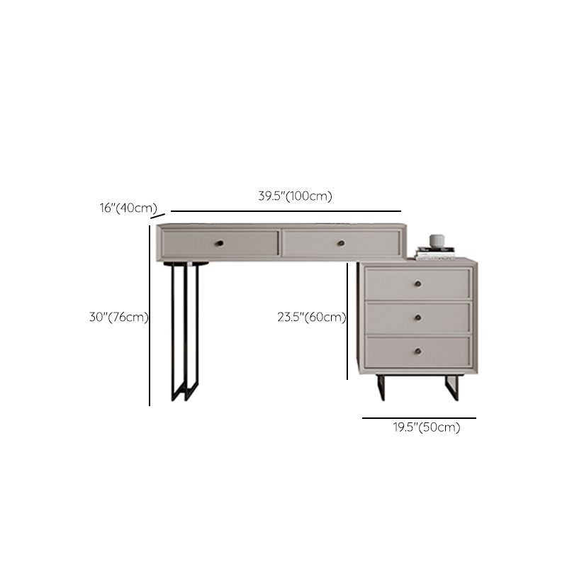 Set da tavolo da toeletta per la scrivania vanità per trucco grigio in piedi