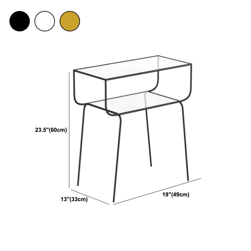 Industrialglas Akzenttisch Nachttisch 23,6 "Hochbett -Nachttisch mit 2 Regalen