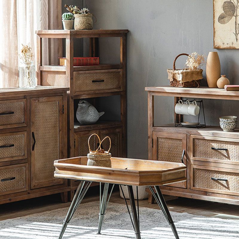 Farmhouse Brown Sideboard Solid Wood Server Tavolo per sala da pranzo