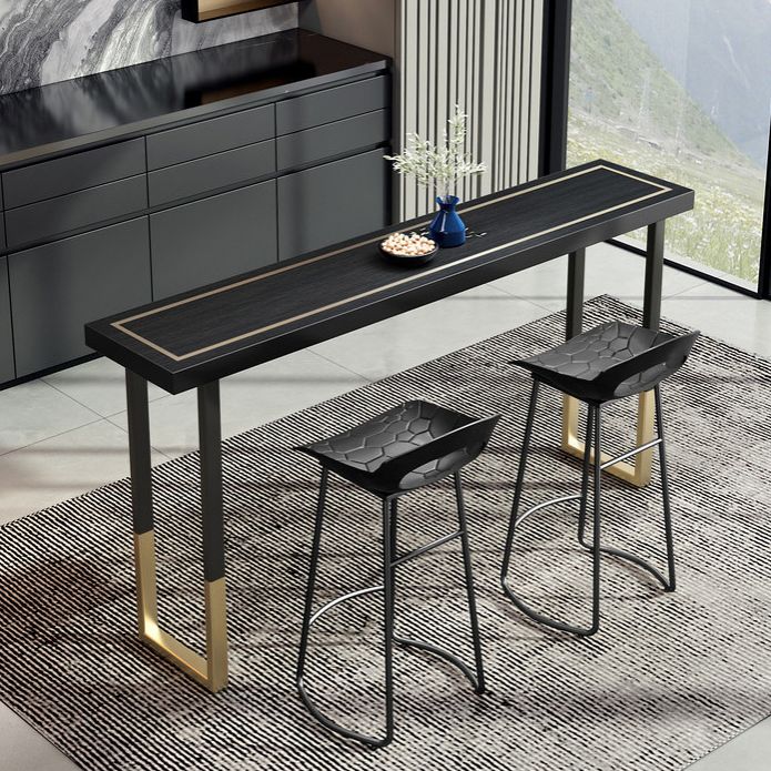 Glam Style Cocktail Bar Table 42-inch Height Wood Top Iron Frame Bar Table Clearhalo 'Bar Furniture' 'Bar Tables' 'bar_tables' 'Furniture' 'furniture_bar_tables' 'Kitchen & Dining Furniture' 'kitchen&dining_furn' 'kitchen' 1200x1200_0ccb301c-774d-4bab-a2d6-f2da7c9c4108