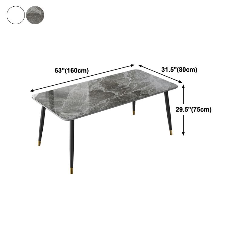 Contemporary Rectangle Stone Table for Restaurant Black Metal Pedestal Dining Table Clearhalo 'Dining Tables & Seating' 'Dining Tables' 'dining_table' 'furn' 'furn_dining_table' 'Furniture' 'Kitchen & Dining Furniture' 1200x1200_0ccc3f56-565c-4a13-89fc-7dbec3b13e24