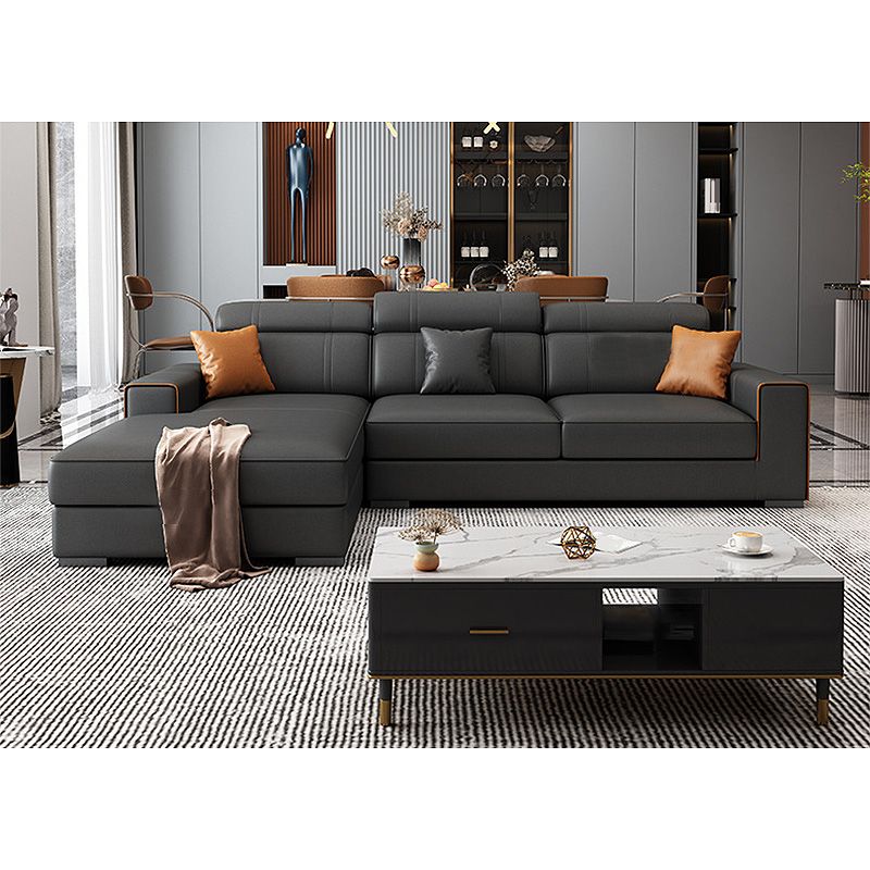 Square Arm Sectional Dark Gray Cushion Back Storage Faux Leather Living Room Sofa Clearhalo 'furn' 'furn_sectionals' 'Furniture' 'furniture_sectionals' 'Living Room Furniture' 'Sectionals' 1200x1200_0ccc5748-3592-49b8-8b31-6302f4a4640d