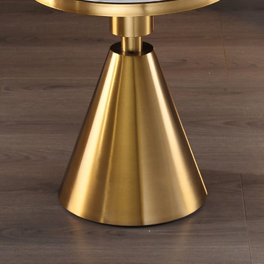 Contemporary Pedestal Round Marble/Stone Side Table - 21.65" H