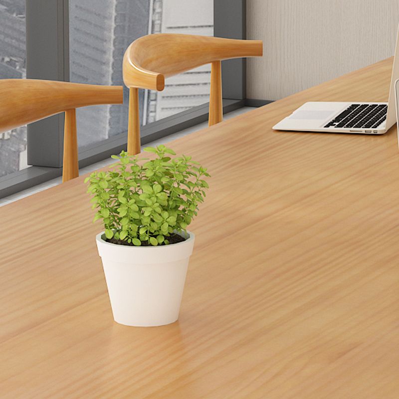 Pine Distano da scrittura contemporanea ovale marrone in legno massiccio