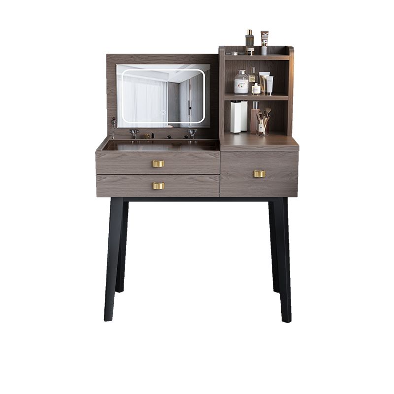 Flip-Top-Waschtabelle 3-Schüchterstuhl-Waschtisch mit Lagerregalen