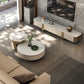 Round Pedestal Coffee Table Glam Stone Cocktail Table with 2 Drawers Clearhalo 'Coffee & Accent Tables' 'Coffee Tables' 'coffee_tables' 'furn' 'furn_coffee_tables' 'Furniture' 'Living Room Furniture' 1200x1200_0cd1bd64-996a-4050-b444-4eb1b9555028