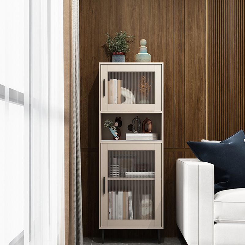 Modern Wooden Storage Cabinet with 2 Glass Doors and Storage Shelf