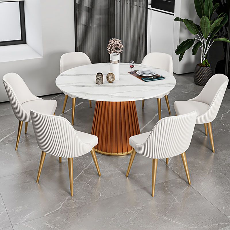 Glam Sintered Stone Dining Table Round Dining Table with Pedestal Base Clearhalo 'Dining Tables & Seating' 'Dining Tables' 'dining_table' 'furn' 'furn_dining_table' 'Furniture' 'furniture_dining_table' 'Kitchen & Dining Furniture' 'kitchen' 'kitchen_dining_table' 1200x1200_0cd5cef2-4b78-4da6-af5f-c1301f9aded3
