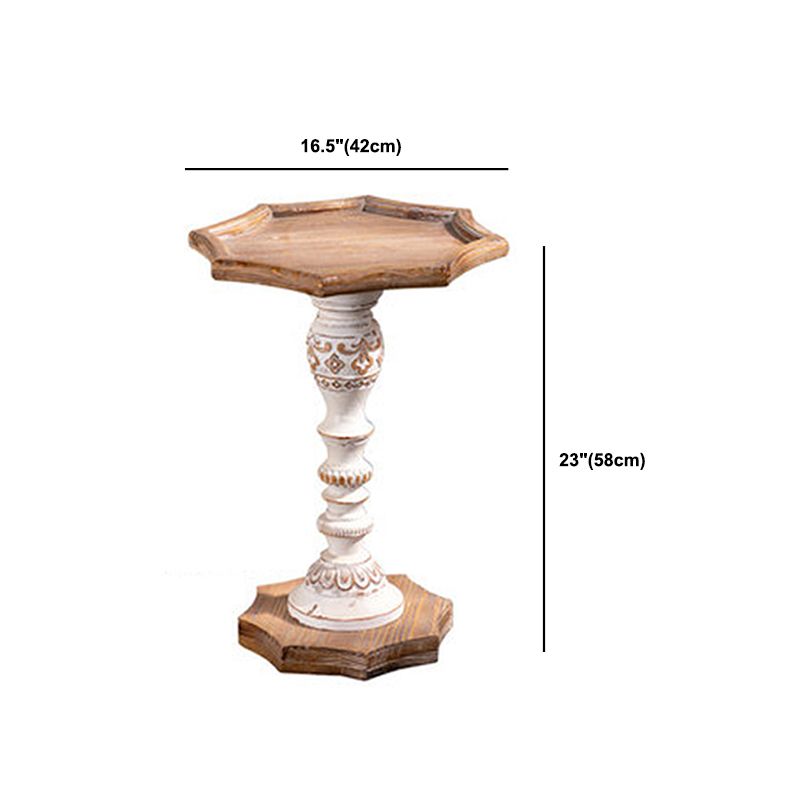 フランスのカントリー台座端テーブルソリッドウッドアンティークブラウン/ホワイトサイドテーブル